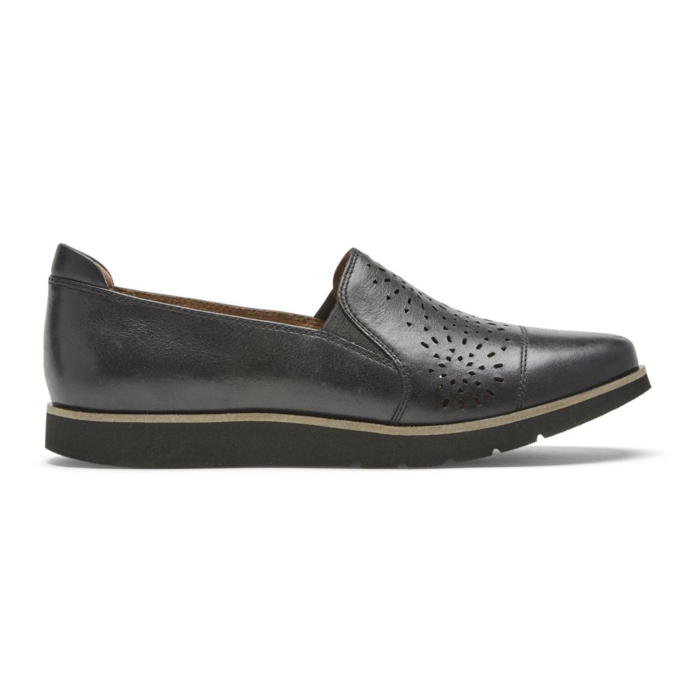 Scarpe Slip-On Rockport Donna - Cobb Hill Laci Twin-Gore - Nere - OZQKSJF-43